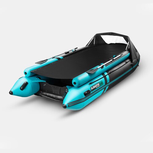 Надувная лодка GLADIATOR E450X PRO черно-бирюзовый